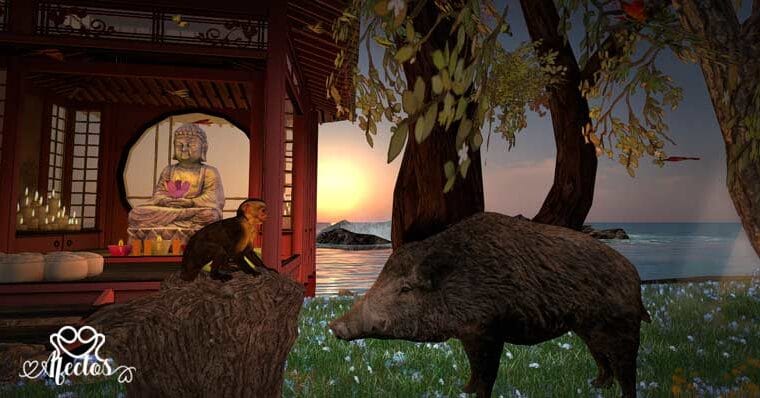 El mono sagaz y el jabalí