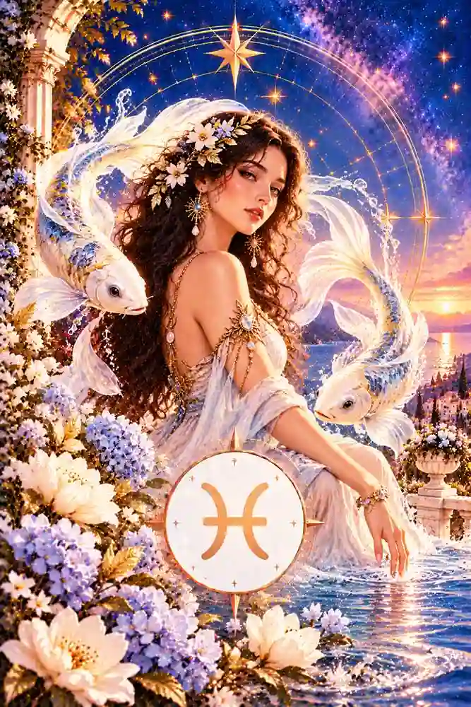 Ilustración zodiacal de Piscis